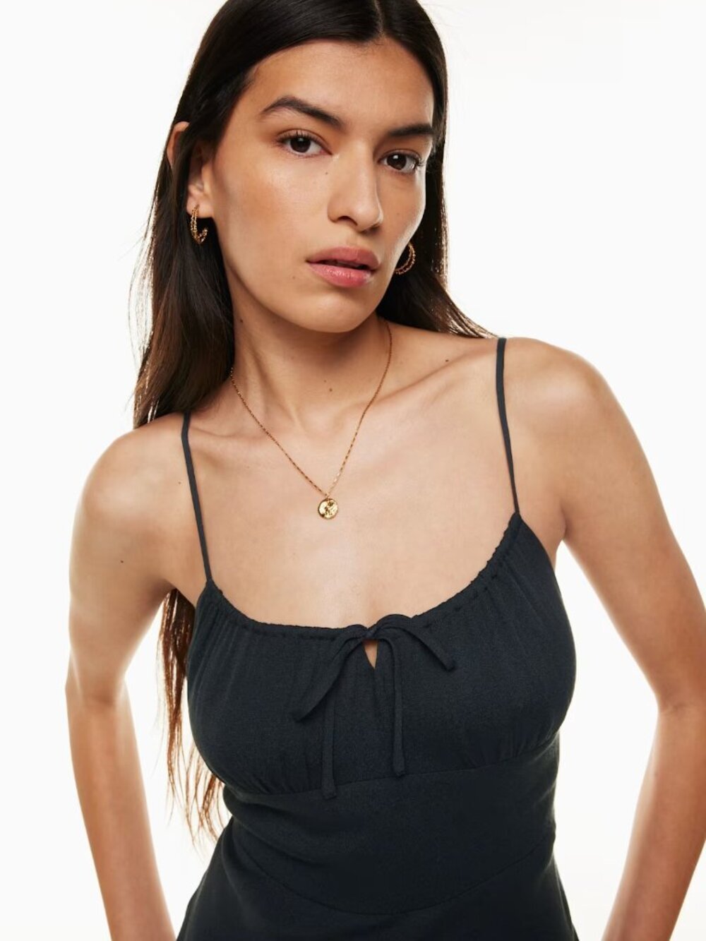 Aritzia Wilfred Bellow Crepe Midi Dress Gathered Bust Drape Black Size 4 - Picture 3 of 9